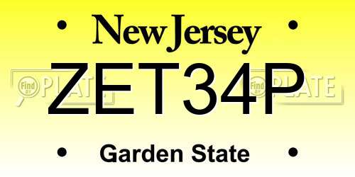 ZET34P New Jersey License Plate