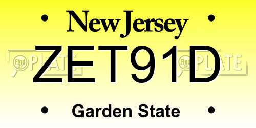 ZET91D New Jersey License Plate