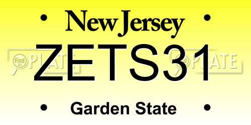 ZETS31 New Jersey License Plate