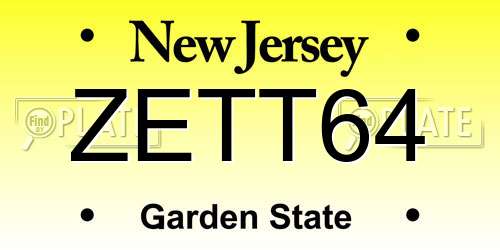 ZETT64 New Jersey License Plate