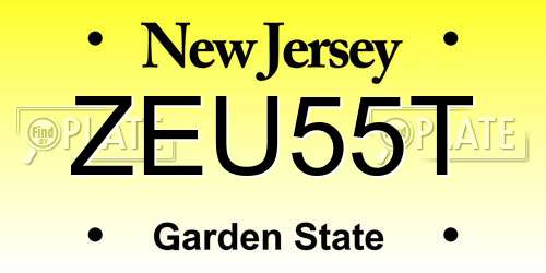 ZEU55T New Jersey License Plate