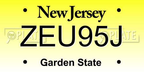 ZEU95J New Jersey License Plate