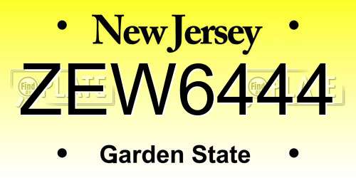 ZEW6444 New Jersey License Plate
