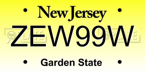 ZEW99W New Jersey License Plate