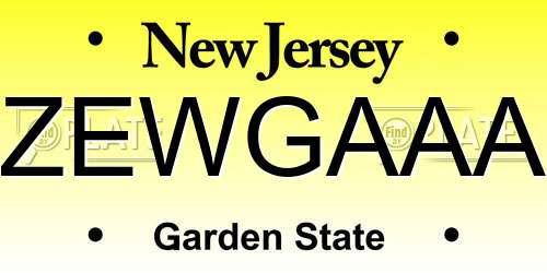 ZEWGAAA New Jersey License Plate