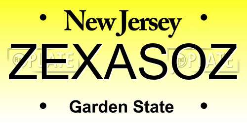 ZEXASOZ New Jersey License Plate