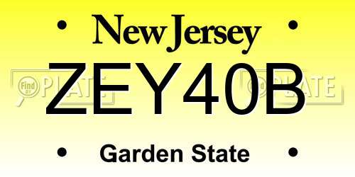 ZEY40B New Jersey License Plate