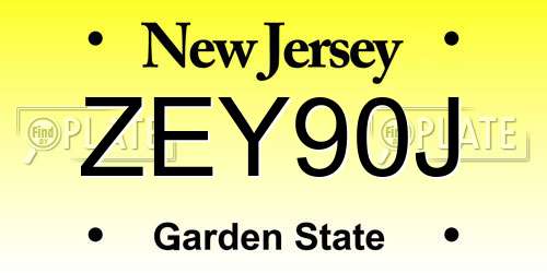 ZEY90J New Jersey License Plate