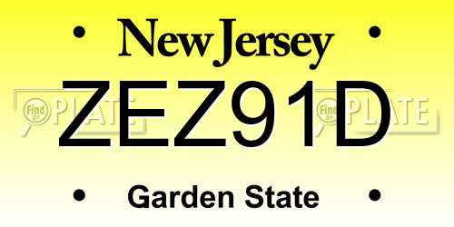 ZEZ91D New Jersey License Plate