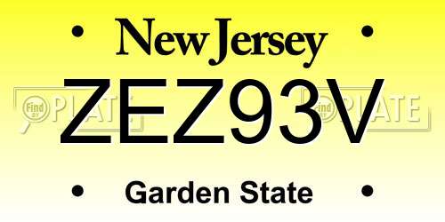 ZEZ93V New Jersey License Plate
