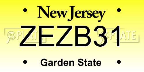 ZEZB31 New Jersey License Plate