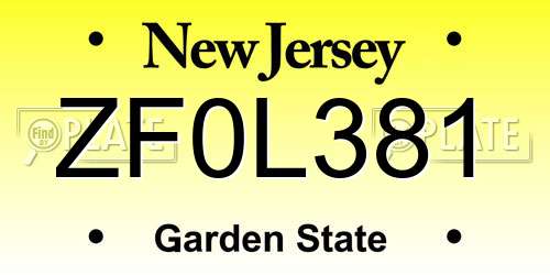 ZF0L381 New Jersey License Plate