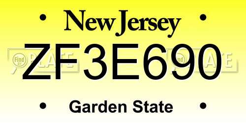 ZF3E690 New Jersey License Plate