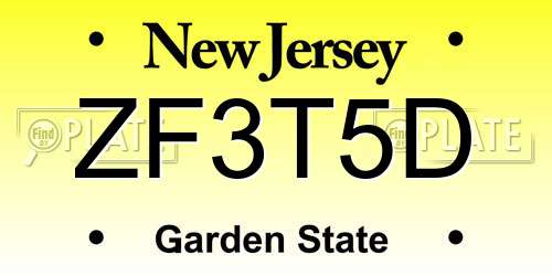 ZF3T5D New Jersey License Plate