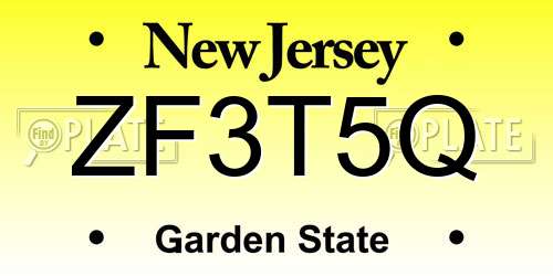 ZF3T5Q New Jersey License Plate