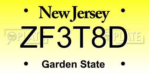 ZF3T8D New Jersey License Plate