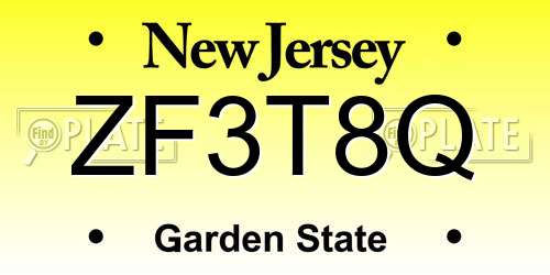 ZF3T8Q New Jersey License Plate
