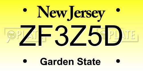 ZF3Z5D New Jersey License Plate