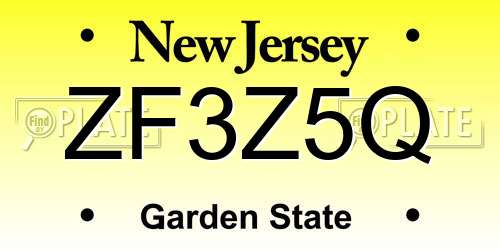 ZF3Z5Q New Jersey License Plate
