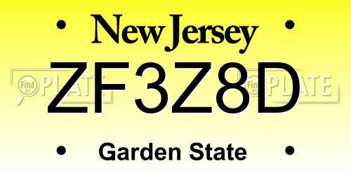 ZF3Z8D New Jersey License Plate
