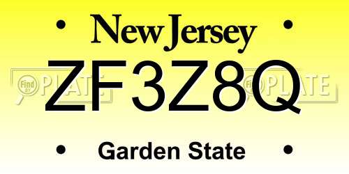 ZF3Z8Q New Jersey License Plate