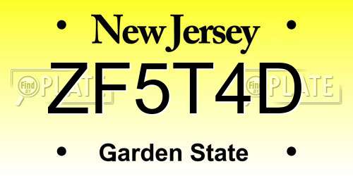 ZF5T4D New Jersey License Plate