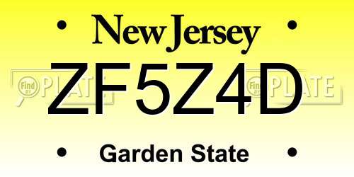 ZF5Z4D New Jersey License Plate