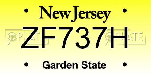 ZF737H New Jersey License Plate