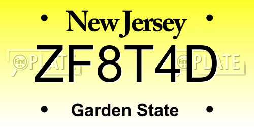 ZF8T4D New Jersey License Plate