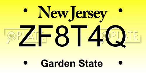 ZF8T4Q New Jersey License Plate