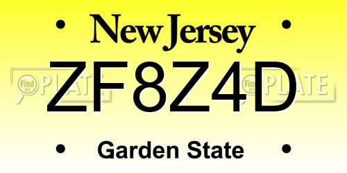 ZF8Z4D New Jersey License Plate