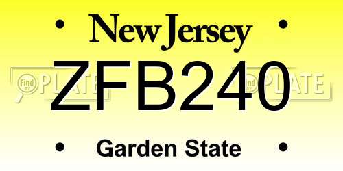 ZFB240 New Jersey License Plate