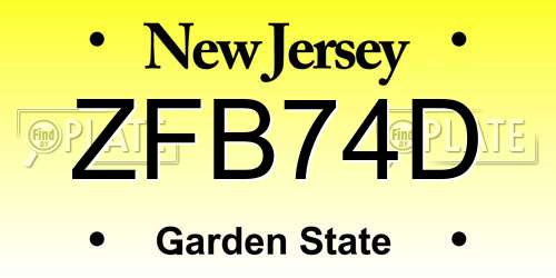 ZFB74D New Jersey License Plate