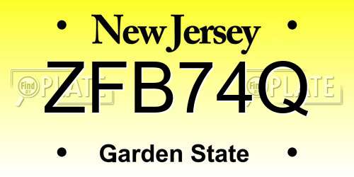ZFB74Q New Jersey License Plate