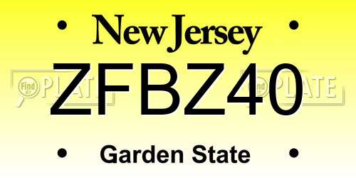 ZFBZ40 New Jersey License Plate