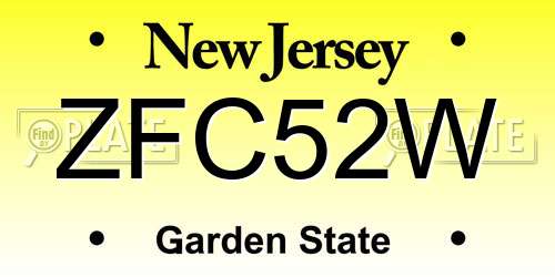 ZFC52W New Jersey License Plate