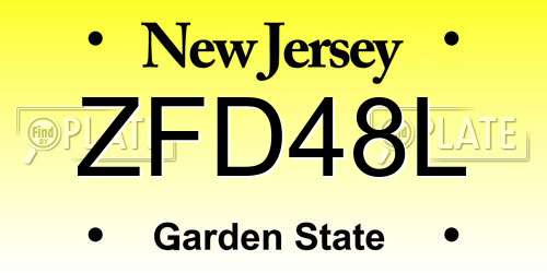 ZFD48L New Jersey License Plate