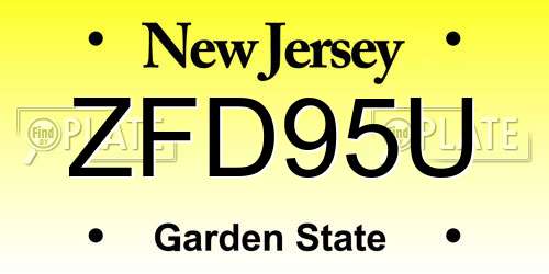ZFD95U New Jersey License Plate