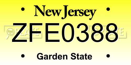 ZFE0388 New Jersey License Plate