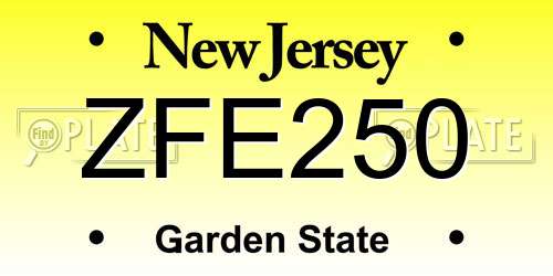 ZFE250 New Jersey License Plate