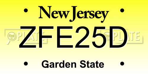 ZFE25D New Jersey License Plate