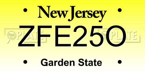 ZFE25O New Jersey License Plate