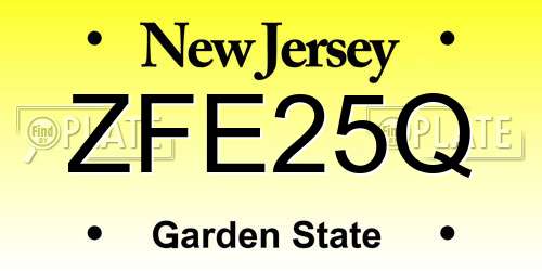 ZFE25Q New Jersey License Plate