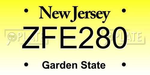 ZFE280 New Jersey License Plate