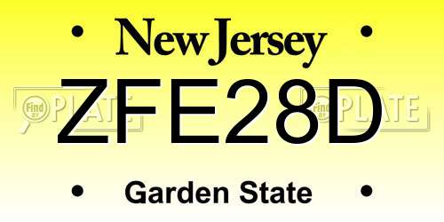 ZFE28D New Jersey License Plate