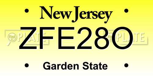 ZFE28O New Jersey License Plate