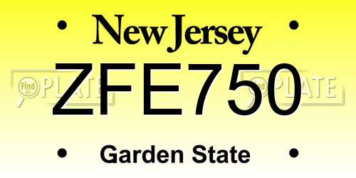 ZFE750 New Jersey License Plate