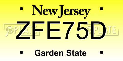 ZFE75D New Jersey License Plate