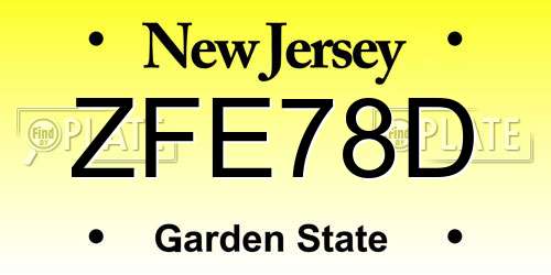 ZFE78D New Jersey License Plate
