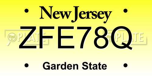 ZFE78Q New Jersey License Plate